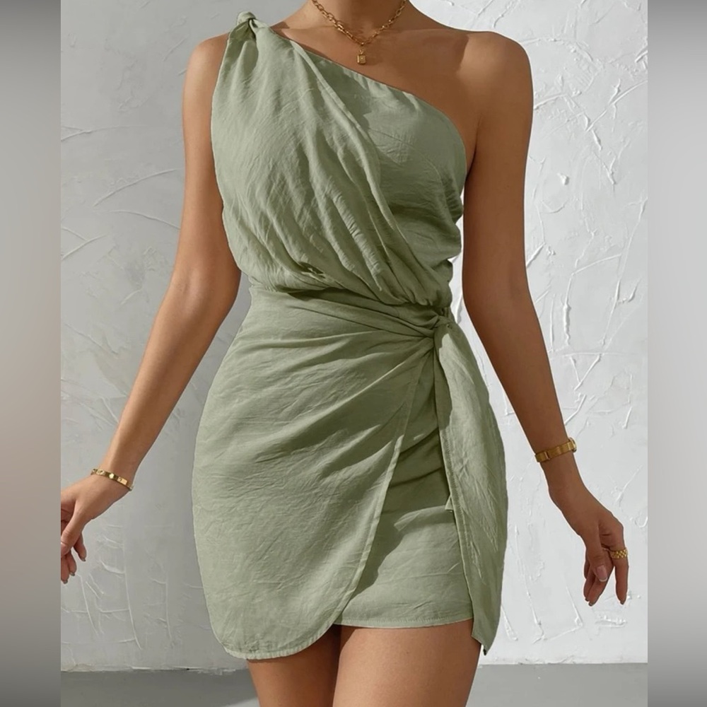 Sage green mini dress
